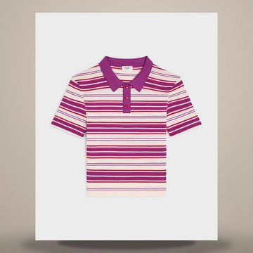 Celine Polo Sweater - Stripe Cotton White / Purple RY0YI3B21.01AH 158737125 [P]