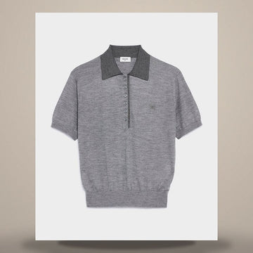 CELINE Polo Pullover - Feine Kaschmirseide Lichtgrau/Grau RY0LZ0W27.GFW0 158737129 [P]