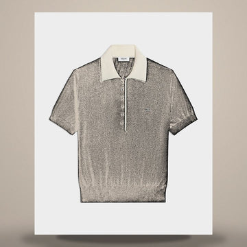 CELINE Polo-Pullover - feine Kaschmirseide Schwarz/Weiß RY0LZ0W27.38OF 158737135 [P]