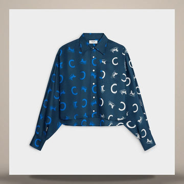 Celine Crop Shirt - Silk Twill Navy/White/Blue RC0DU3K49.GDR0 158737188 [P]
