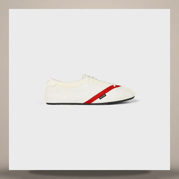 Celine Flat Sneakers - Grosgrain, Velvet, Suede Goatskin & Lambskin White/Red 364577037C.01ED 158737739 [P]