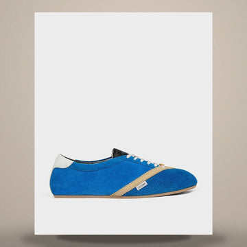 CELINE Die flachen Sneaker - Wildleder-Kalbsleder & Lammleder Blau/Ecru/Weiß 368395495C.GLY3 158737779 [P]
