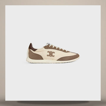 Celine Racer Sneakers - Nylon, Suede Calfskin & Calfskin Optic White / Brown 364365257C.01PW 158737803 [P]