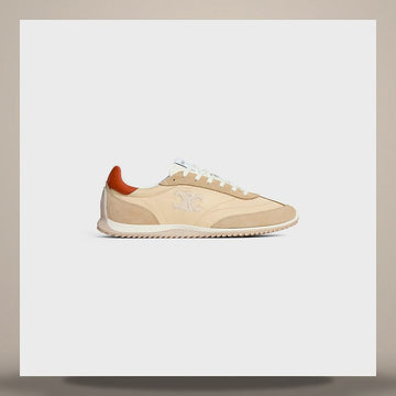 Celine Racer Low Top Sneakers - Nylon, Suede Calfskin, Calfskin Beige/Terracotta 364365260C.00TA 158737809 [P]