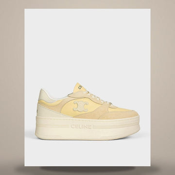 Celine Block Wedge Sneakers - Calfskin & Suede Calfskin Cream / Light Yellow 366475322C.GKP5 158737815 [P]