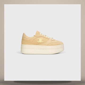 CELINE Block-Wedge-Sneaker - Wildleder Kalbsleder & Kalbsleder Beige / Hellgelb 366475200C.GKP6 158737818 [P]