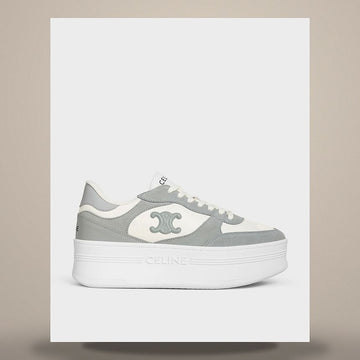 Celine Block Wedge Sneakers - Calfskin & Suede Calfskin Optic White/Gray 366475322C.01DQ 158737825 [P]