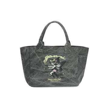 Ganni Medium Trapeze Shopper Bag Fairy Print Black Oyster 155797252 [P]