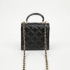 CHANEL Vanity Coin Purse Mini Chain Bag Black with Gold Hardware 158542333 [P]