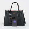 PRADA Schwarz Rot Saffiano Leder Doppel Schultertasche 158542021 [P]