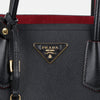 PRADA Schwarz Rot Saffiano Leder Doppel Schultertasche 158542021 [P]