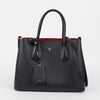 PRADA Schwarz Rot Saffiano Leder Doppel Schultertasche 158542021 [P]