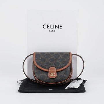 Celine Mini Triomphe Canvas and Calfskin Shoulder Bag 158542130 [P]