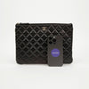 CHANEL Lambskin Quilted Black CC Pearl Beaded Line Clutch Bag 158643070 [P]