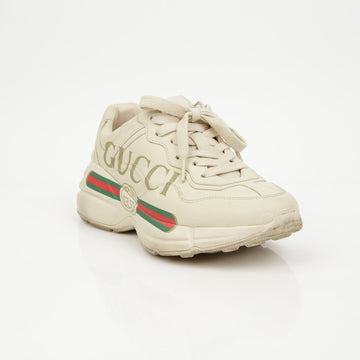 GUCCI Laiton Logo Leder Damen Sneakers Ivory 158643108 [P]