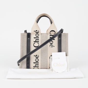 Chloe Woody Small Tote Bag White Blue 158542510 [P]