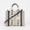 CHLOE ウッディ スモール トートバッグ ホワイト ブルー 158542510 [P]