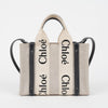 CHLOE ウッディ スモール トートバッグ ホワイト ブルー 158542510 [P]