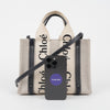 CHLOE ウッディ スモール トートバッグ ホワイト ブルー 158542510 [P]
