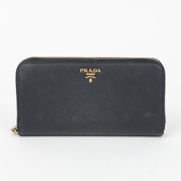 PRADA サフィアーノレザー メタルロゴ 長財布 ブラック 158643065 [P]