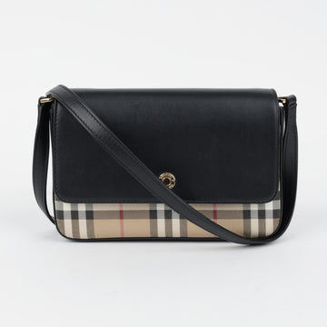 Burberry Vintage Check Leather Shoulder Bag Black 158643238 [P]