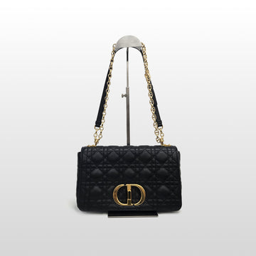 DIOR カロ カナージュ サプリ ミディアム ゴールド ショルダーバッグ ブラック M9242UWHC 158741553 [P]