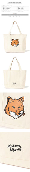 MAISON KITSUNE Tote Bag mit Foxkopf-Druck Ecru LW05101WW0050 P700 114555617 [P]