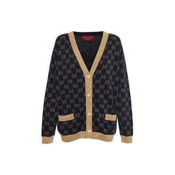 Gucci Rame Jacquard Cardigan Blue Gold 529193 XKE5L 4921 158752043 [P]