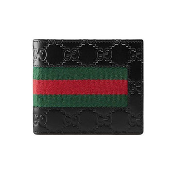Gucci GG Signature Web Leather Wallet Black 158752070 [P]