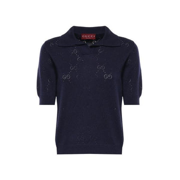 GUCCI Polo-Shirt aus Jersey mit kurzen Ärmeln in Blau 856203 XKFCO 4522 158752098 [P]