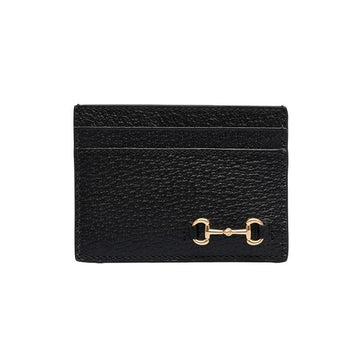 Gucci Gold Horsebit Card Holder Black 700469 DJ20G 1000 158752107 [P]