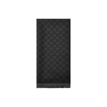 Gucci 26FW GG Jacquard Wool Scarf Black Gray 848507 3G200 1063 158752158 [P]