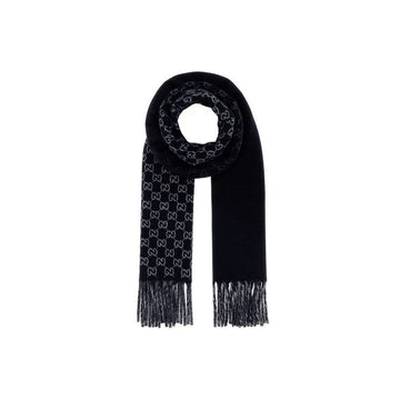 Gucci 26FW GG Jacquard Two-Tone Wool Scarf Navy Gray 852038 4GAKX 4063 158752159 [P]