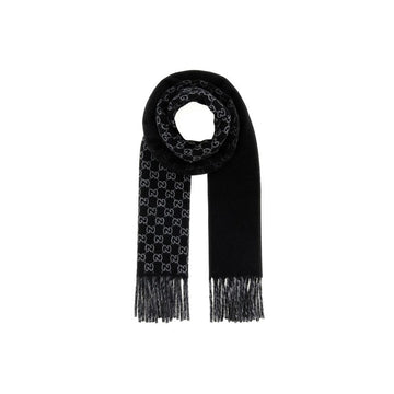 Gucci 26FW GG Jacquard Two-Tone Wool Scarf Black Gray 852038 4GAKX 1063 158752161 [P]