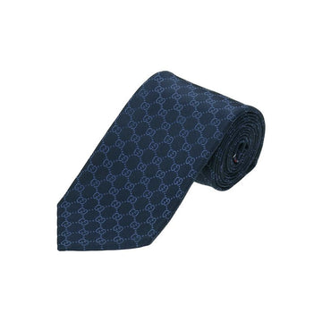 Gucci Silk Tie with GG Pattern Navy 456520 4B002 4168 158752163 [P]