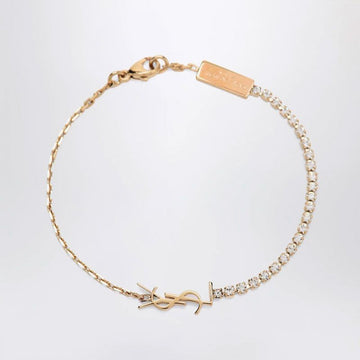 SAINT LAURENT 26SS Metall- und Strass-Ophium Charm Armband Kristall Gold 712345Y1526 8066 153401431 [P]