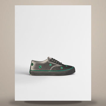 DIOR Saltwind Sneaker Schwarz Baumwolle & Helle Grüne Kleeblatt-Motiv Stickerei 3SN348ACI_H900 158758757 [P]