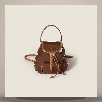 Miu Miu Canvas and Leather Backpack 158759859 [P]