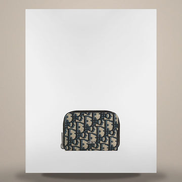 Dior Zipper Coin Purse Beige & Black Oblique Jacquard 158759897 [P]
