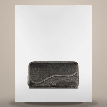 DIOR サドル ジッパー長財布 ブラック グレインカーフスキン マルケトリー 2ADBC315YKK_H00N 158759909 [P]