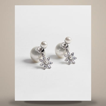 Dior Tribal Earrings Silver Finish Metal & White Resin Pearl, Crystal E4886WOMCY_D001 158759918 [P]