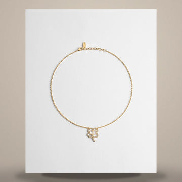 DIOR CD Shiny Clover Necklace Gold Finished Metal & Crystal 158759925 [P]