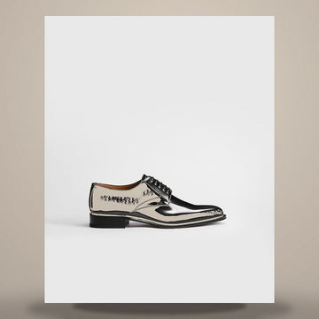 DIOR Zeitlose Derby Schuhe aus schwarzem Kalbsleder & grau, schwarzer Oblique Farbverlauf 3DE305ZTJ_H900 158759933 [P]