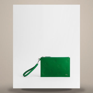 Dior A5 Pouch Bright Green Clover Embossed Calfskin 2ESCA643TRF_H607 158760056 [P]