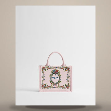 Dior Riviera Book Tote Strap Bag Mini Rose Tendre Multi-Color Arabesque Embroidery (8.3 x 6.3 x 2.6 in) S5584PEJO_M03I 158760148 [P]