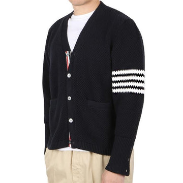 THOM BROWNE Kabelstrickjacke mit schrägem Ärmel 158760345 [P]