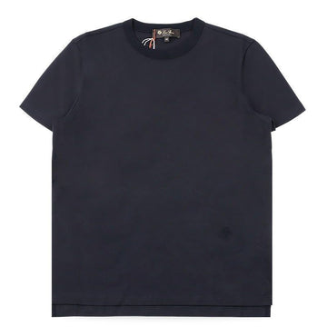 LORO PIANA Basic Baumwoll Kurzarmshirt für Damen (Marineblau) FAO5498 W000 154423409 [P]
