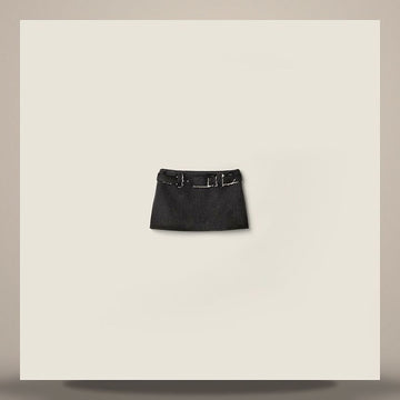 MIU MIU Wachsbeschichteter Doppelwoll-Minirock 158796247 [P]
