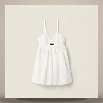 Miu Miu Slub Poplin and Eyelet Lace Mini Dress 158796308 [P]