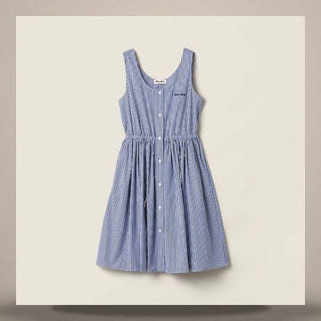 MIU MIU Gestreiftes Popeline Minikleid 158796316 [P]